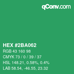 カラーコード: HEX #2BA062 | qconv.com