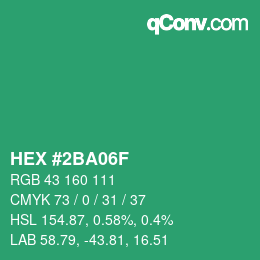Color code: HEX #2BA06F | qconv.com