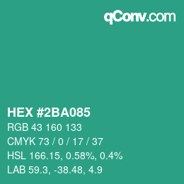 Color code: HEX #2BA085 | qconv.com