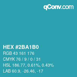Color code: HEX #2BA1B0 | qconv.com