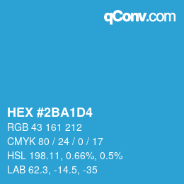 カラーコード: HEX #2BA1D4 | qconv.com