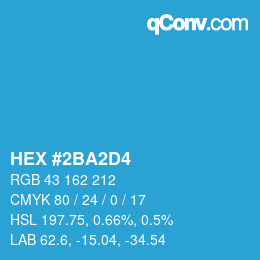 カラーコード: HEX #2BA2D4 | qconv.com