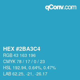 カラーコード: HEX #2BA3C4 | qconv.com