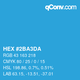 カラーコード: HEX #2BA3DA | qconv.com
