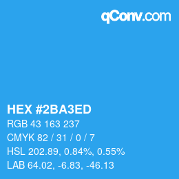 カラーコード: HEX #2BA3ED | qconv.com