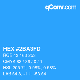 カラーコード: HEX #2BA3FD | qconv.com