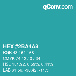 カラーコード: HEX #2BA4A8 | qconv.com