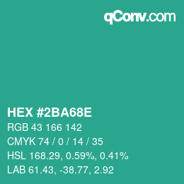 Color code: HEX #2BA68E | qconv.com