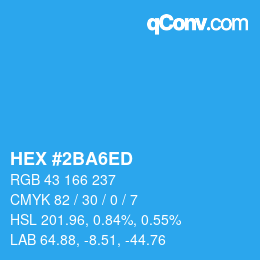 カラーコード: HEX #2BA6ED | qconv.com