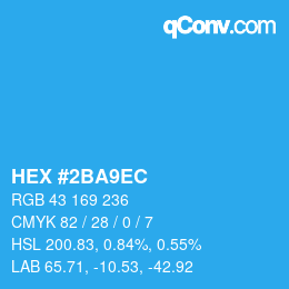 Color code: HEX #2BA9EC | qconv.com