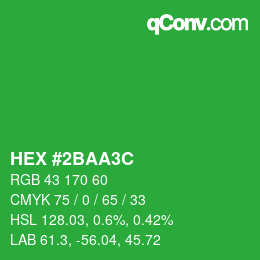 カラーコード: HEX #2BAA3C | qconv.com