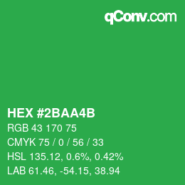 カラーコード: HEX #2BAA4B | qconv.com
