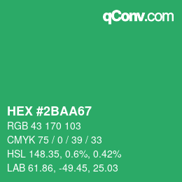 颜色代码: HEX #2BAA67 | qconv.com