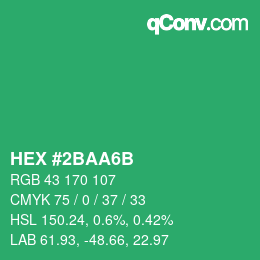 Color code: HEX #2BAA6B | qconv.com