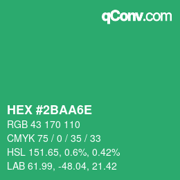 カラーコード: HEX #2BAA6E | qconv.com