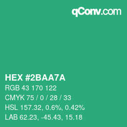 Color code: HEX #2BAA7A | qconv.com