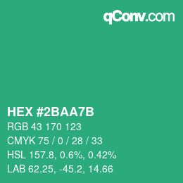 カラーコード: HEX #2BAA7B | qconv.com