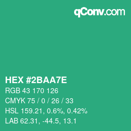 カラーコード: HEX #2BAA7E | qconv.com