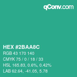 Color code: HEX #2BAA8C | qconv.com