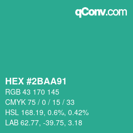 Color code: HEX #2BAA91 | qconv.com