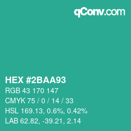 Color code: HEX #2BAA93 | qconv.com
