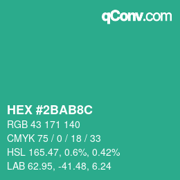Color code: HEX #2BAB8C | qconv.com