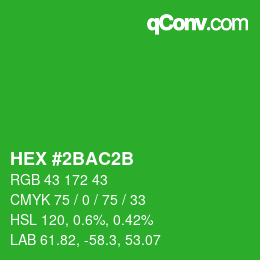 Color code: HEX #2BAC2B | qconv.com
