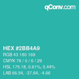 Color code: HEX #2BB4A9 | qconv.com