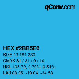 カラーコード: HEX #2BB5E6 | qconv.com