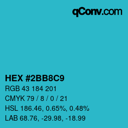 Color code: HEX #2BB8C9 | qconv.com