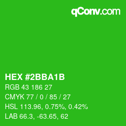 Color code: HEX #2BBA1B | qconv.com