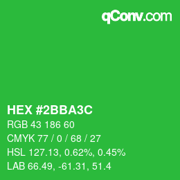 カラーコード: HEX #2BBA3C | qconv.com