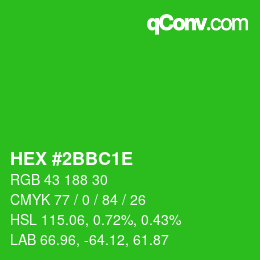 Color code: HEX #2BBC1E | qconv.com