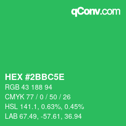 颜色代码: HEX #2BBC5E | qconv.com