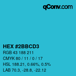 Color code: HEX #2BBCD3 | qconv.com