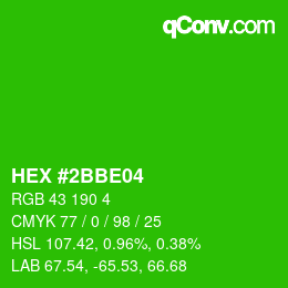 カラーコード: HEX #2BBE04 | qconv.com