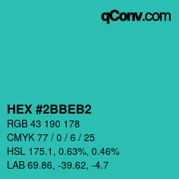 Color code: HEX #2BBEB2 | qconv.com