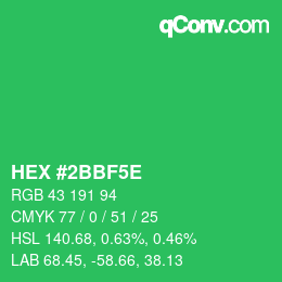 Farbcode: HEX #2BBF5E | qconv.com