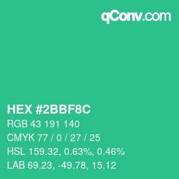 Color code: HEX #2BBF8C | qconv.com