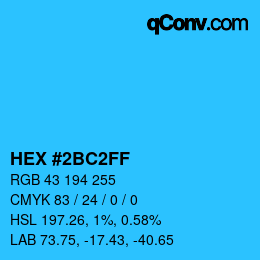 カラーコード: HEX #2BC2FF | qconv.com