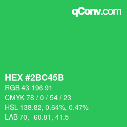 Color code: HEX #2BC45B | qconv.com