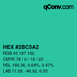 Color code: HEX #2BC5A2 | qconv.com