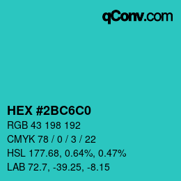 Color code: HEX #2BC6C0 | qconv.com