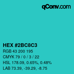 Color code: HEX #2BC8C3 | qconv.com