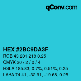 Farbcode: HEX #2BC9DA3F | qconv.com
