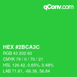 カラーコード: HEX #2BCA3C | qconv.com