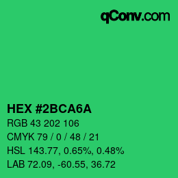 Farbcode: HEX #2BCA6A | qconv.com