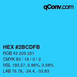 Color code: HEX #2BCDFB | qconv.com