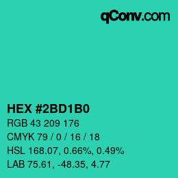 Color code: HEX #2BD1B0 | qconv.com