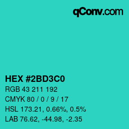 Color code: HEX #2BD3C0 | qconv.com